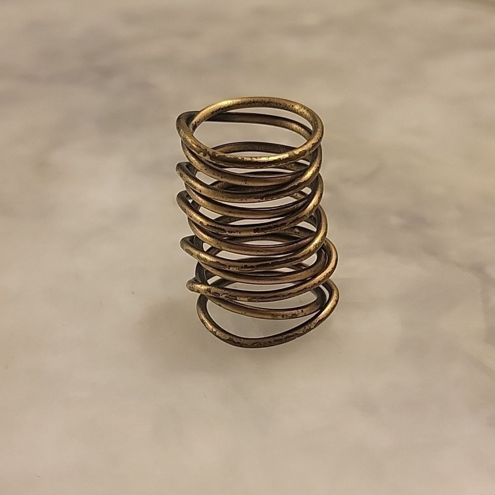 Kelly Wearstler Twisted Brass Gold Twisted Rope Wire Punk Boho Coiled Ring 8 - Picture 2 of 5
